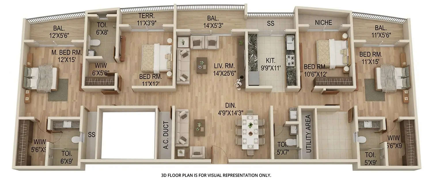 Floor plan for 4 BHK
