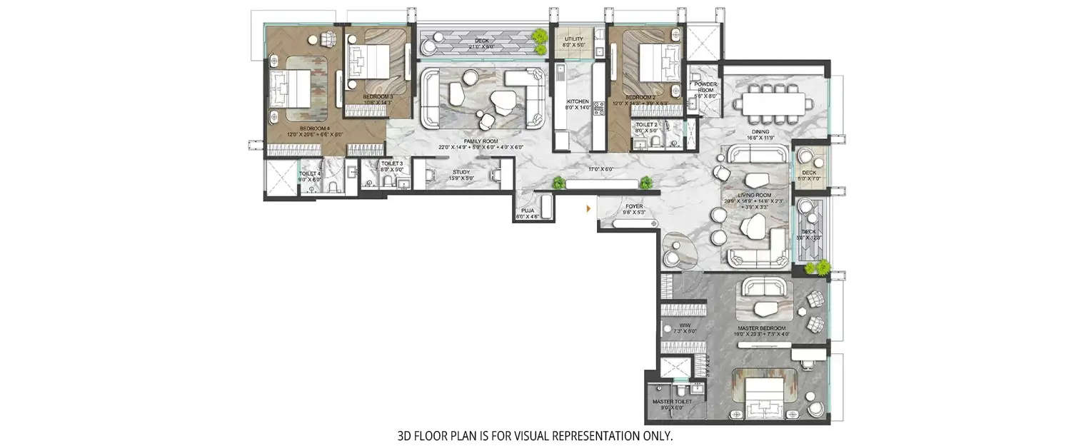 Floor plan for 4 BHK
