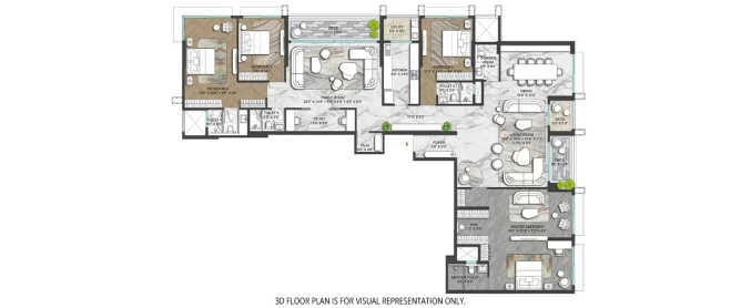 Lodha Marq Tardeo - Floor plan 4 BHK 2493 Sq.ft