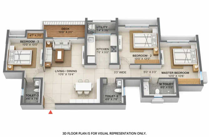 Lodha Casa Foresta Dombivali - Floor plan 3 BHK 960 Sq.ft