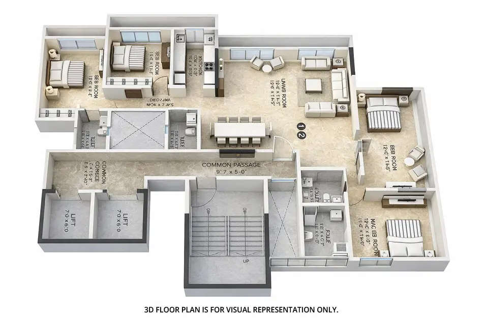 Floor plan for 4 BHK
