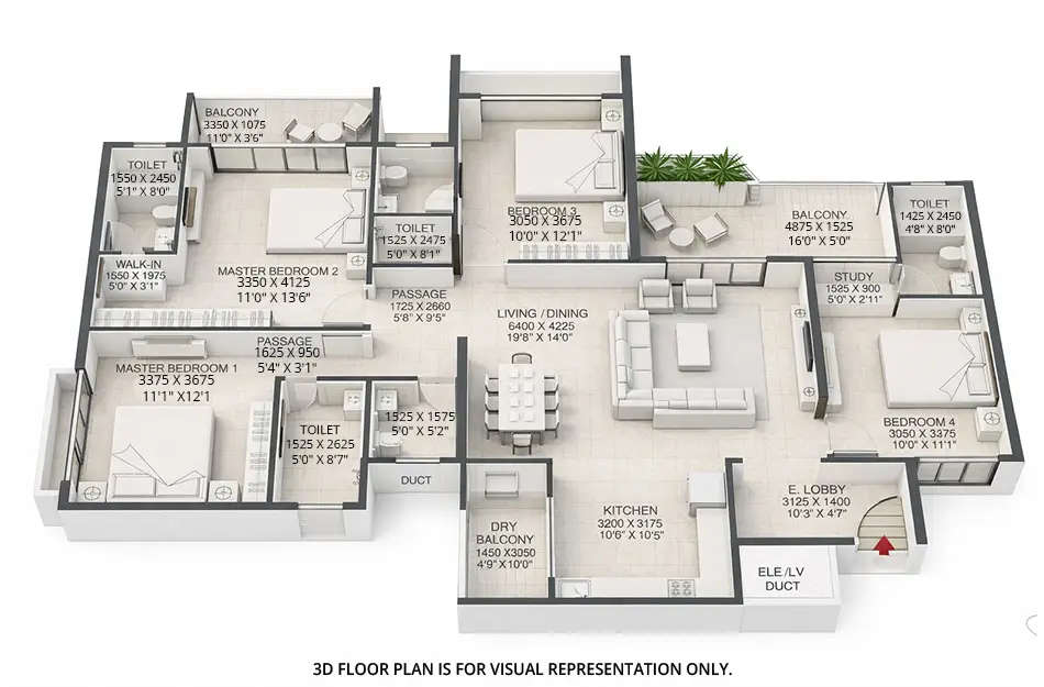 Floor plan for 4 BHK