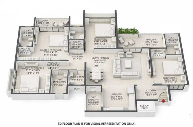 Shubh Veda Akurdi - Floor plan 4 BHK 1507 Sq.ft