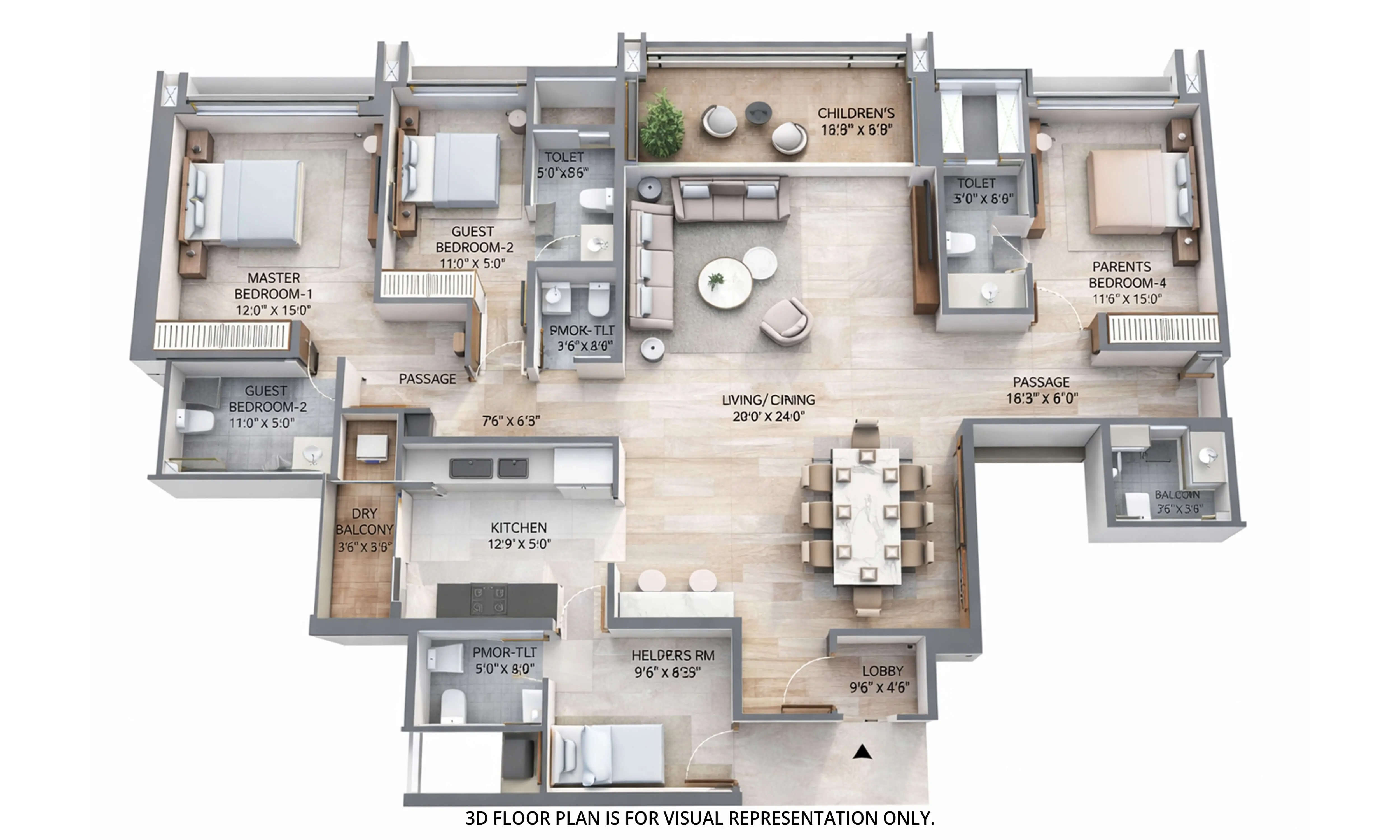 Floor plan for 4 BHK