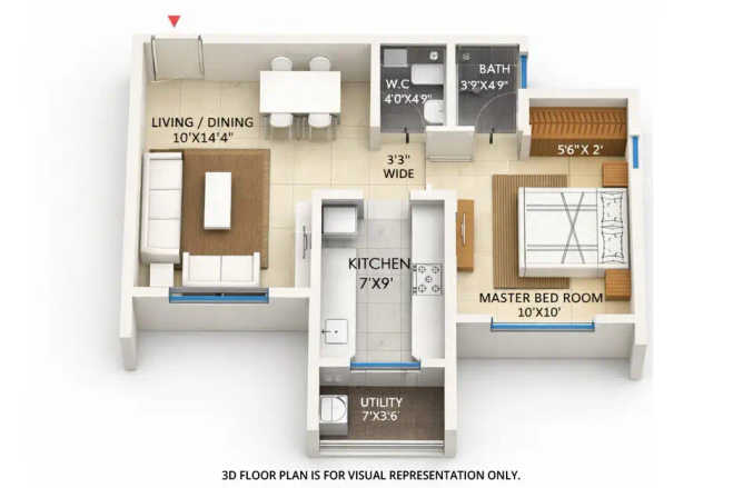 Lodha Codename Central Dombivali - Floor plan 1 BHK 444 Sq.ft