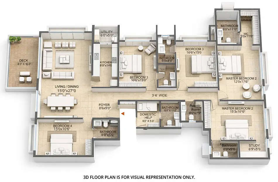 Floor plan for 5 BHK