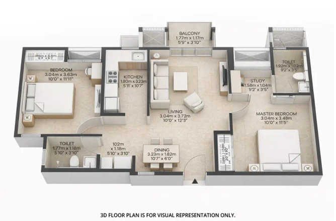 Mahindra Happinest Kalyan - Floor plan 2 BHK 600 Sq.ft