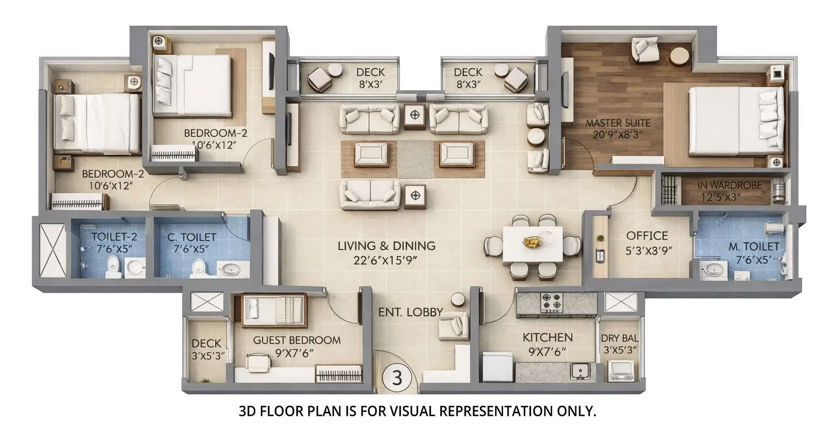 Floor plan for 4 BHK