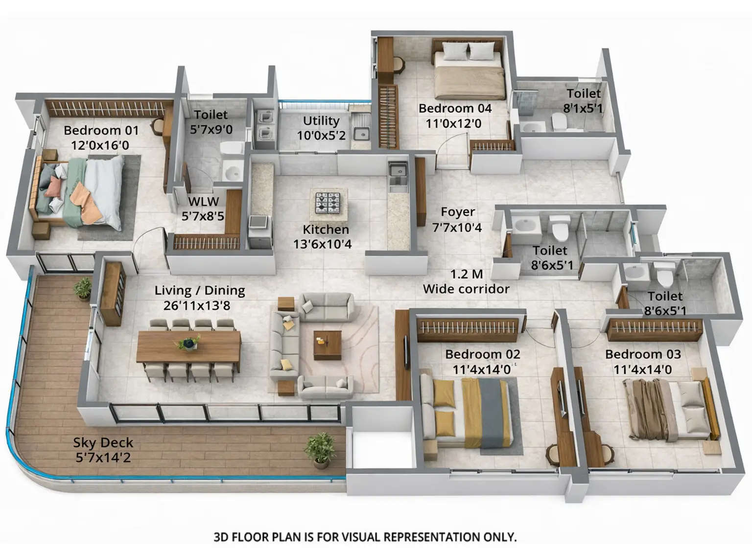 Floor plan for 4 BHK