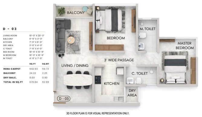 Sheth Promont Sion - Floor plan 2 BHK 677 Sq.ft