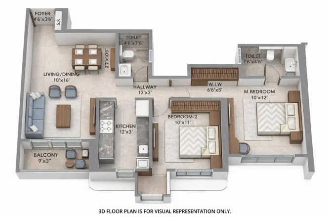 Ashar Merac Wagle Estate - Floor plan 2 BHK 700 Sq.ft