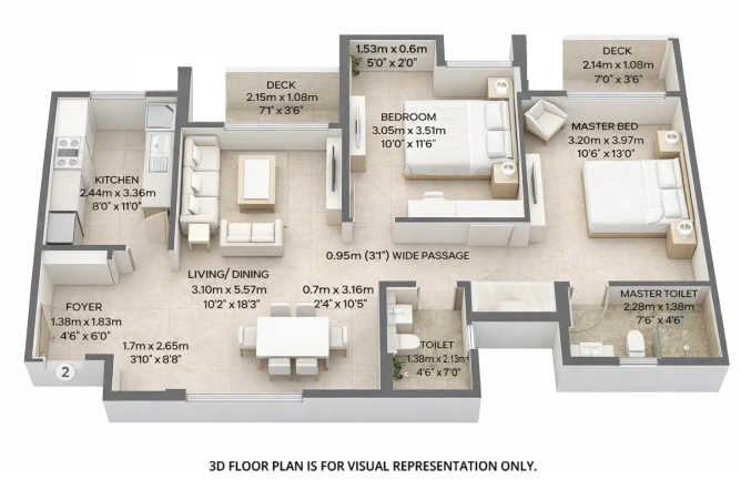 Mahindra Vista Kandivali - Floor plan 2 BHK 806 Sq.ft