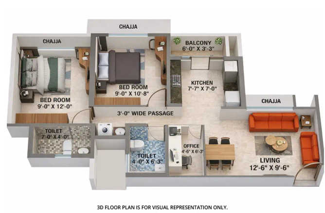 Arihant Avanti Palace Kalyan - Floor plan 2 BHK 555 Sq.ft