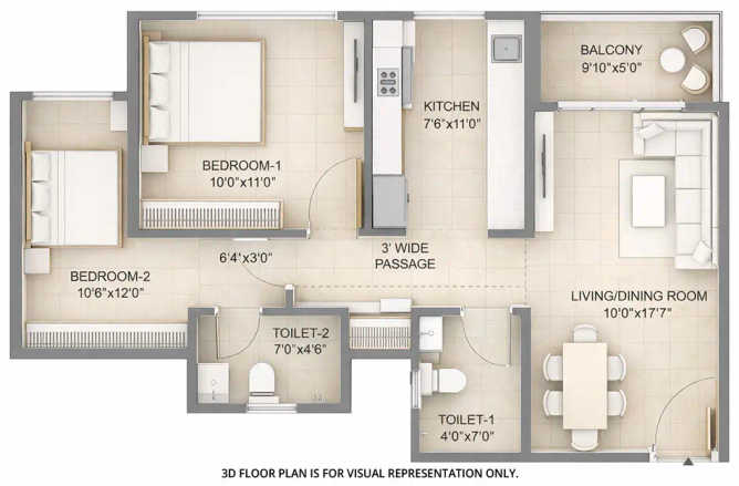 Chandak Highscape City Chembur - Floor plan 2 BHK 718 Sq.ft