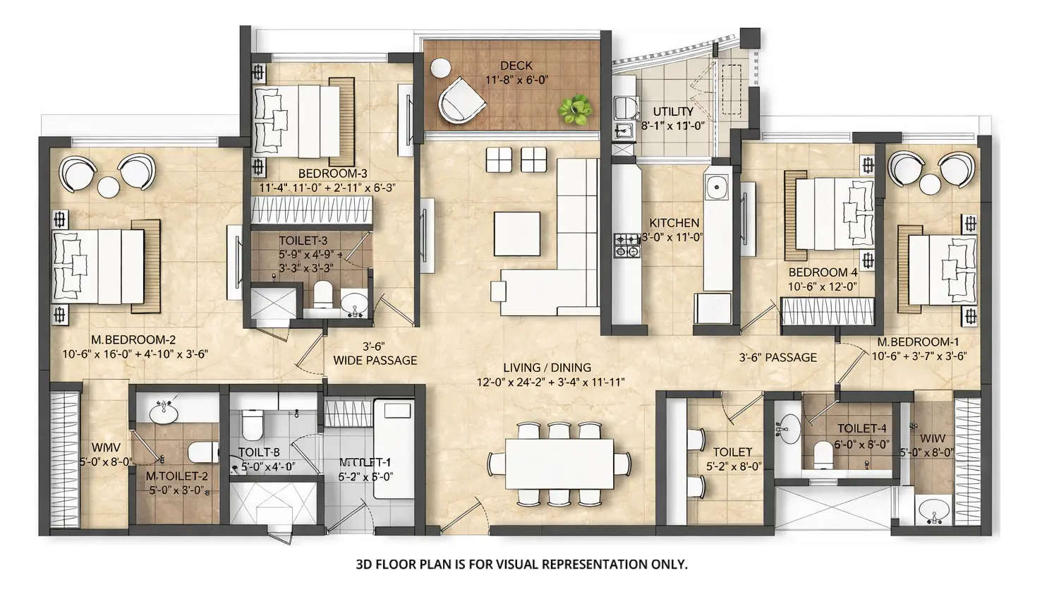 Floor plan for 4 BHK