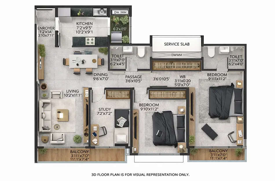Floor plan for 2.5 BHK