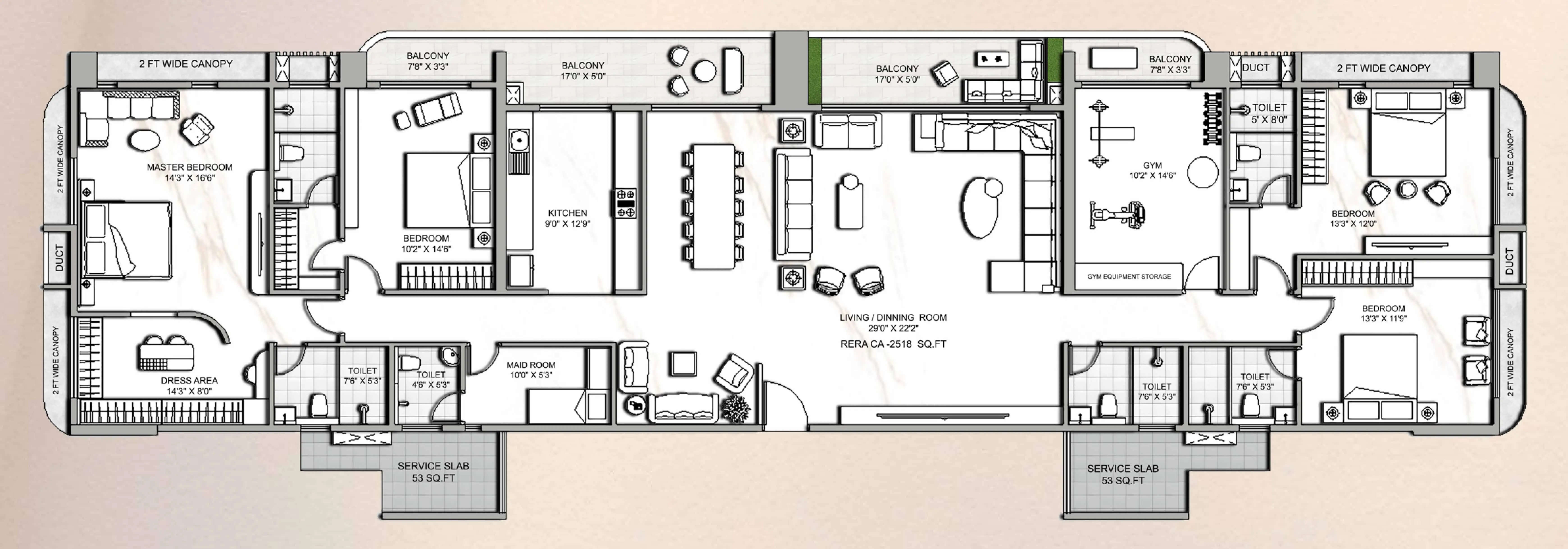 Floor plan for 4 BHK