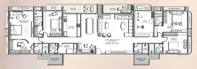 Multistar Autograph Residency Andheri - Floor plan 4 BHK 2518 Sq.ft