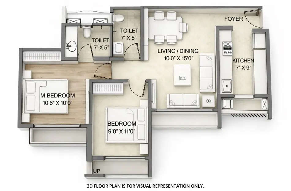 Floor plan for 2 BHK