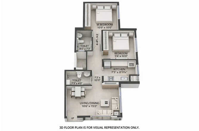 Runwal Gardens Dombivali - Floor plan 2 BHK 568 Sq.ft