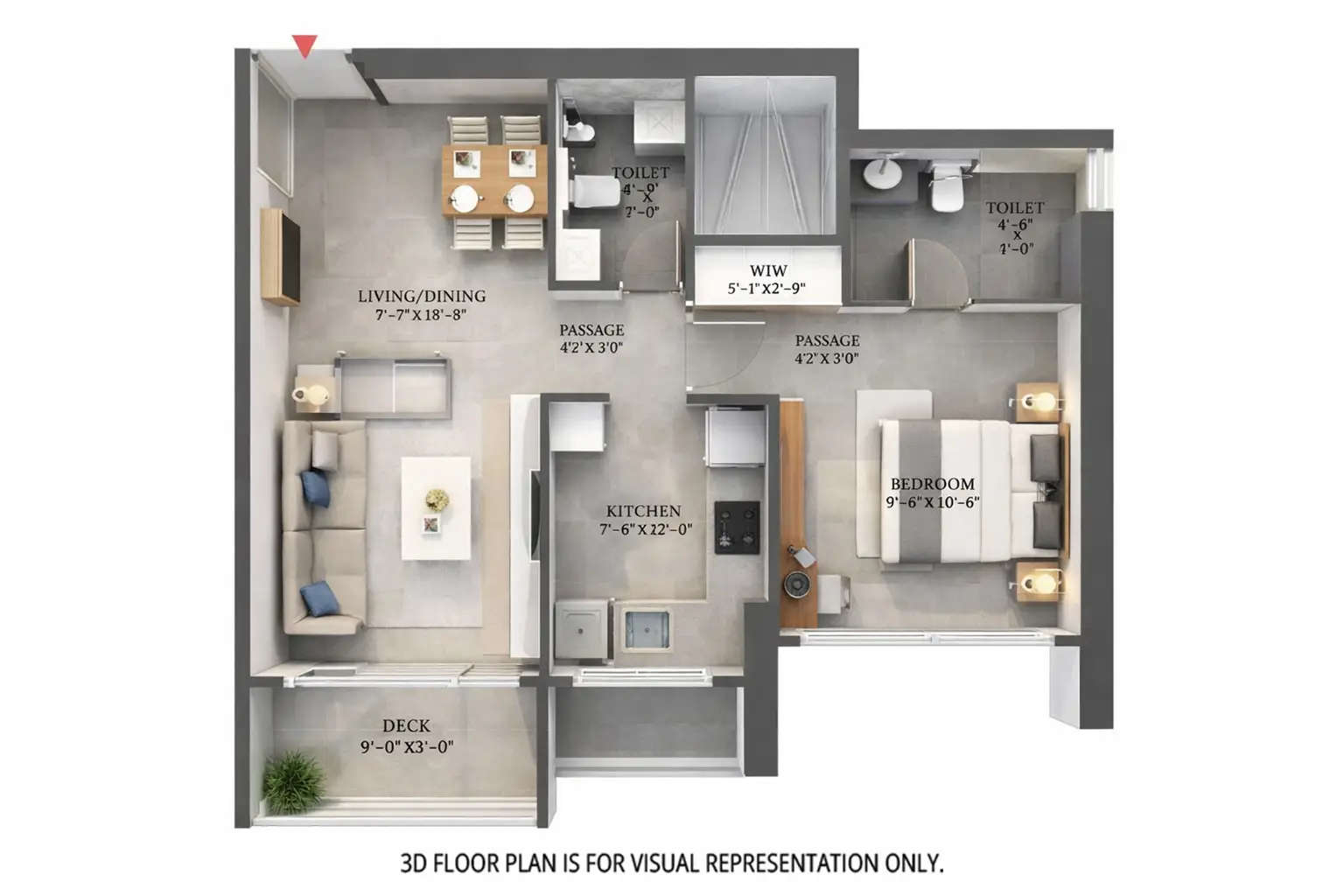 Floor plan for 1 BHK