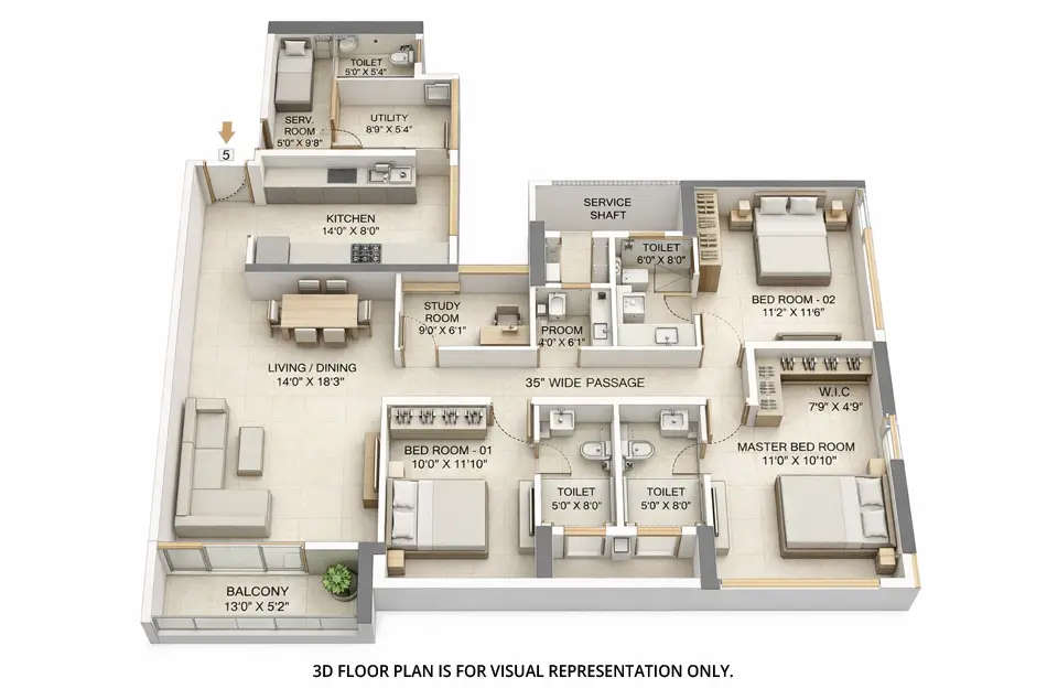 Floor plan for 3.5 BHK