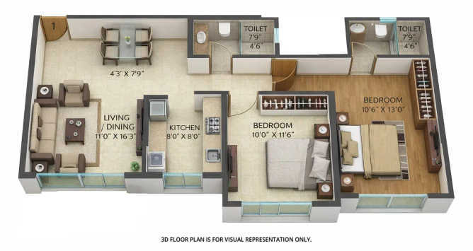 Crescent Nexus Santacruz - Floor plan 2 BHK 667 Sq.ft
