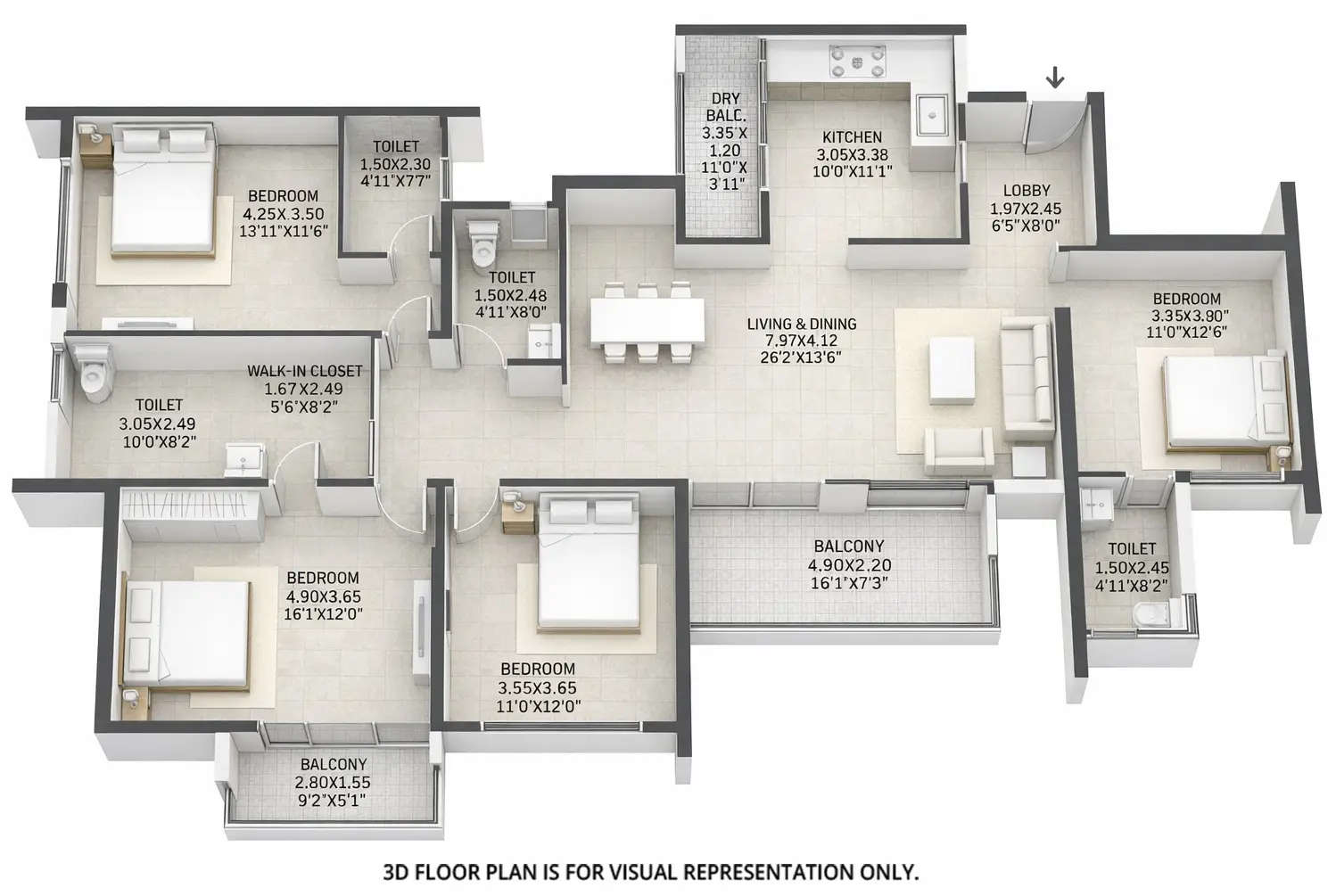 Floor plan for 4 BHK