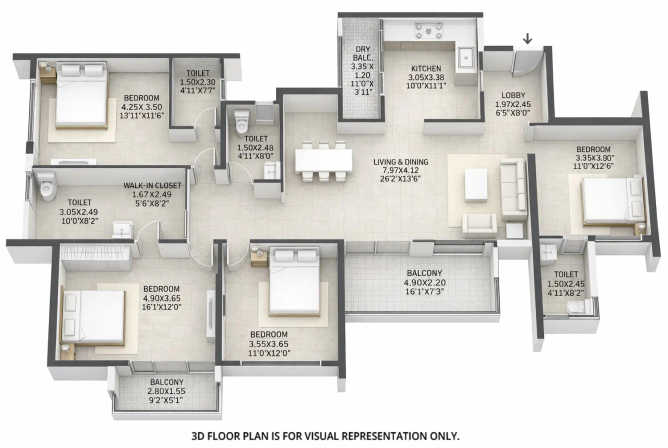 VTP Flamante Kharadi - Floor plan 4 BHK 1793 Sq.ft