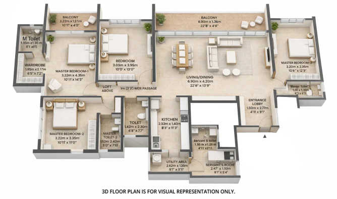 Mahindra IvyLush Wagholi - Floor plan 4 BHK 1598 Sq.ft