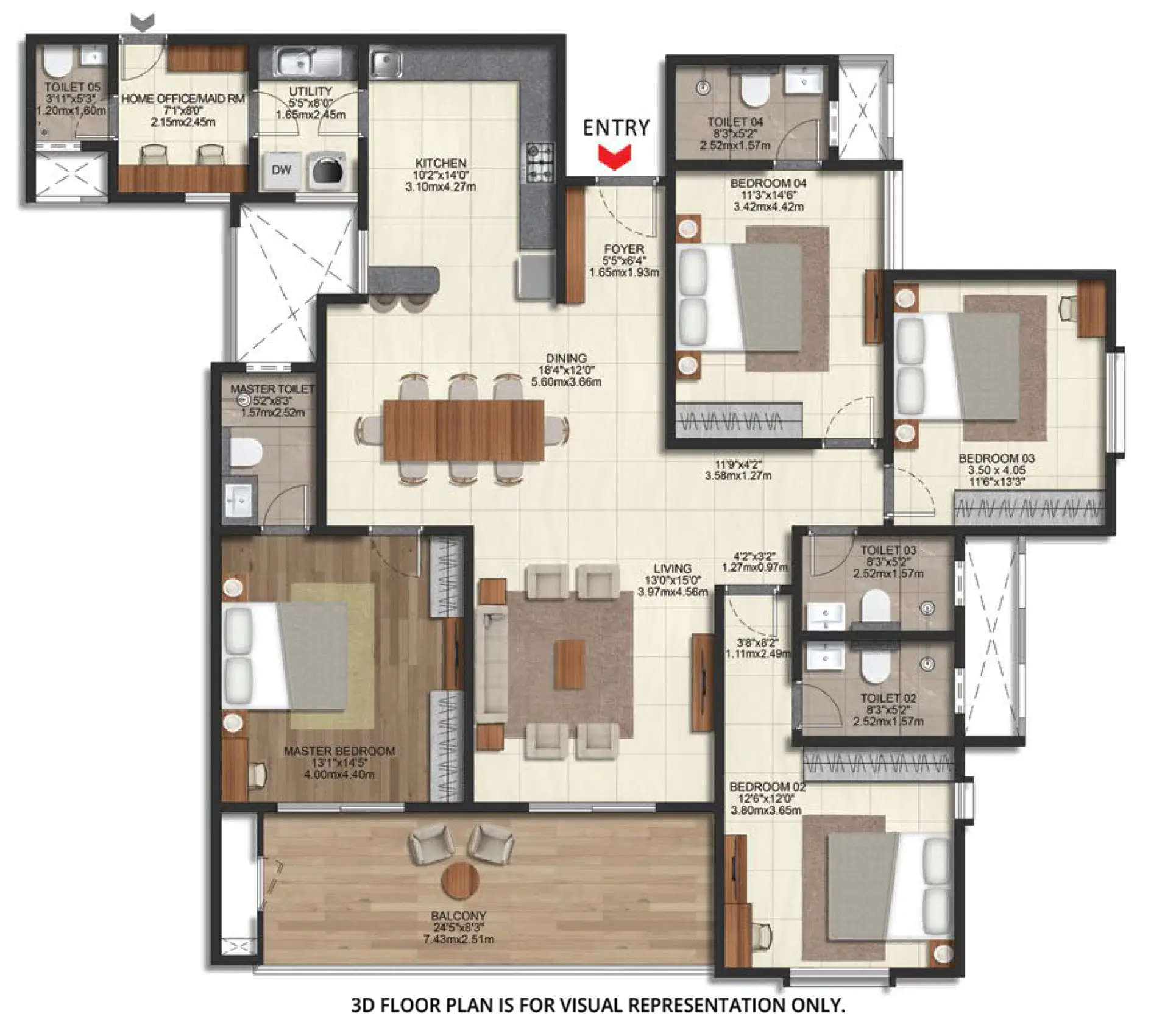 Floor plan for 4.5 BHK