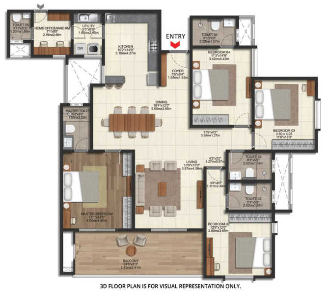 Brigade Eternia Yelahanka - Floor plan 4.5 BHK 2714 Sq.ft