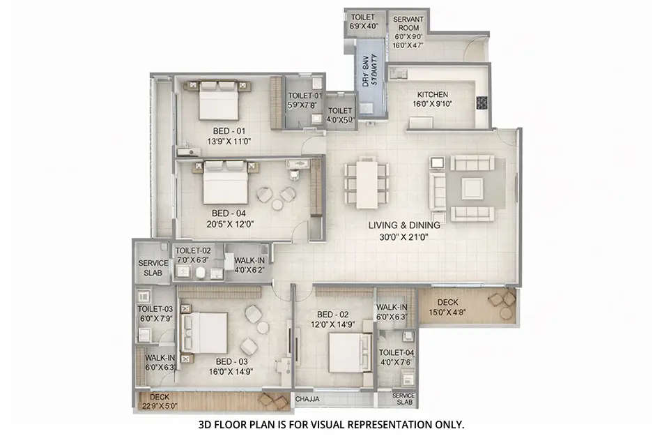 Floor plan for 4 BHK