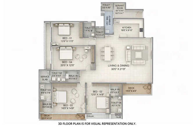 Gami Isle Of Breeze Seawoods - Floor plan 4 BHK 1690 Sq.ft