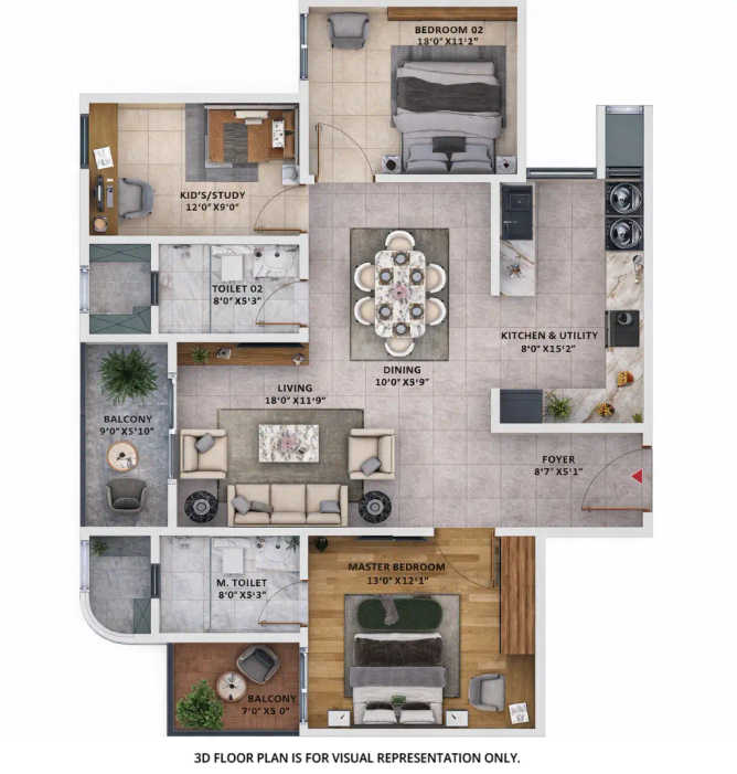 Sattva Vasanta Skye Devanahalli - Floor plan 3 BHK 1509 Sq.ft
