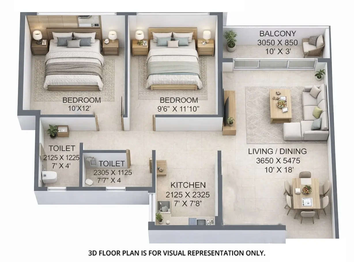 Floor plan for 2 BHK