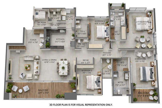 Godrej Skyline Koregaon Park - Floor plan 4 BHK 2400 Sq.ft