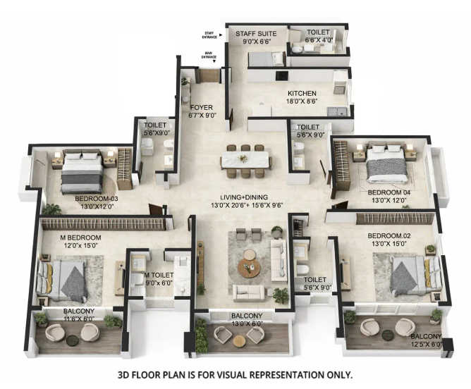 Embassy Astra Hebbal Kempapura - Floor plan 4 BHK 2950 Sq.ft