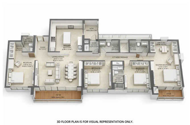 Kalpataru Park City Kolshet Road - Floor plan 4 BHK 1753 Sq.ft