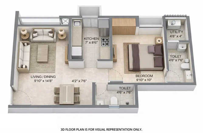 Lodha Upper Thane Bhiwandi - Floor plan 1 BHK  Sq.ft