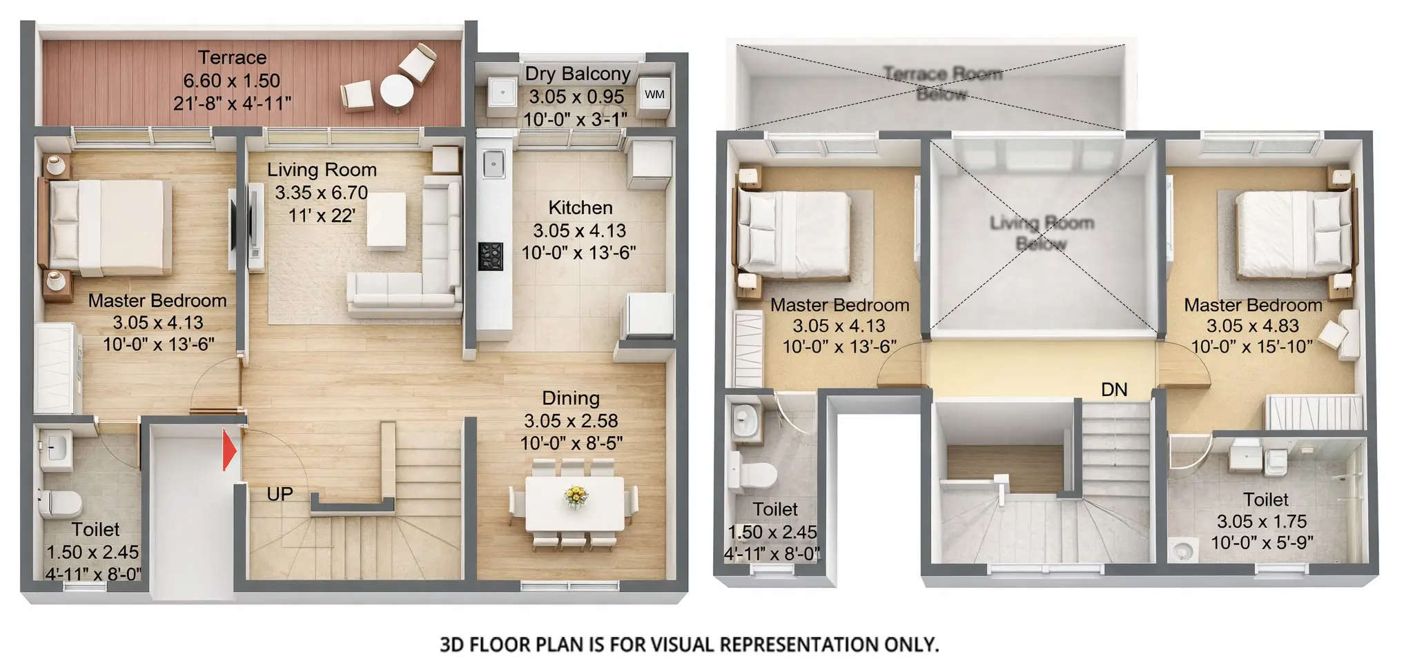 Floor plan for 3 BHK
