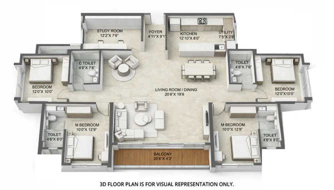 Kalpataru Srishti Namaah Mira Bhayandar - Floor plan 4 BHK 1558 Sq.ft