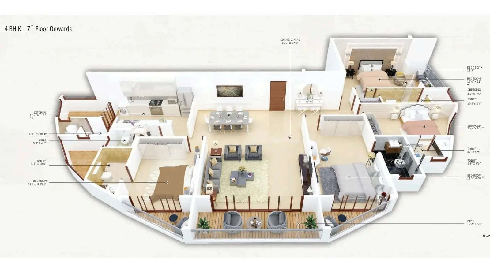 Floor plan for 4 BHK