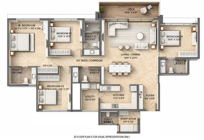 Lodha Mirabelle Sinthan - Floor plan 4 BHK 2900 Sq.ft