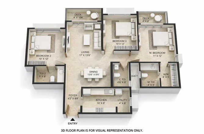Mahindra Marina 64 Malad - Floor plan 3 BHK 1070 Sq.ft