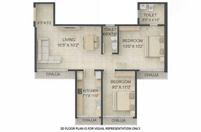 Codename Ultimate Bonanza Kharghar - Floor plan 2 BHK 604 Sq.ft