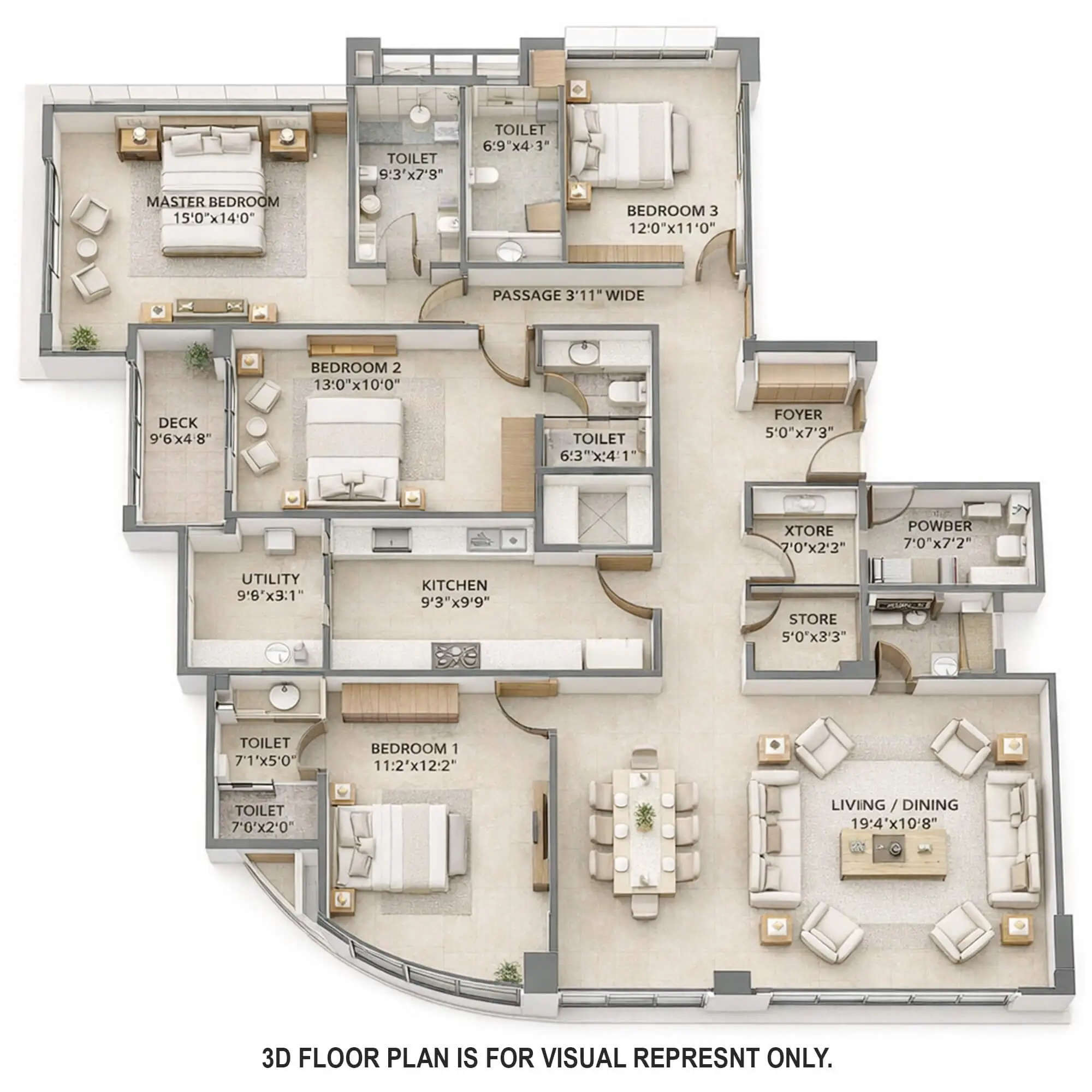 Floor plan for 4 BHK
