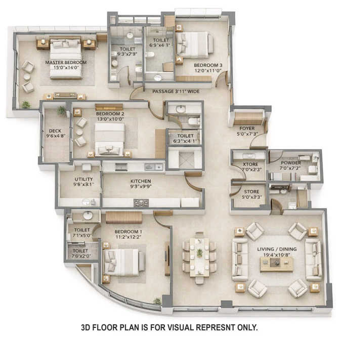 Lodha Seamont Malabar Hill - Floor plan 4 BHK 2645 Sq.ft