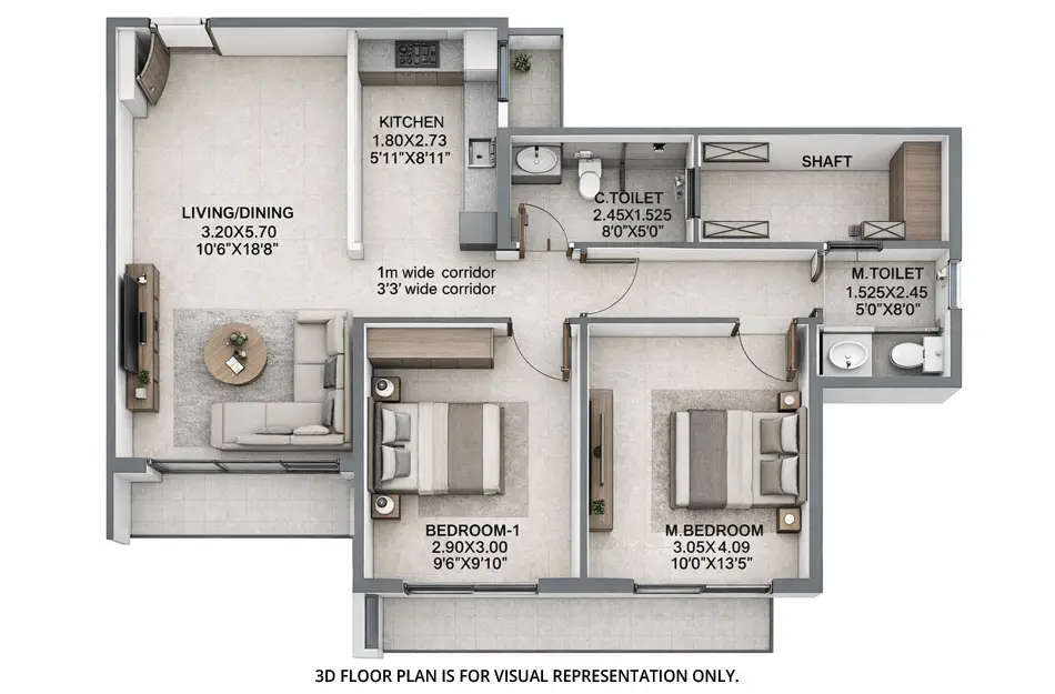 Floor plan for 2 BHK