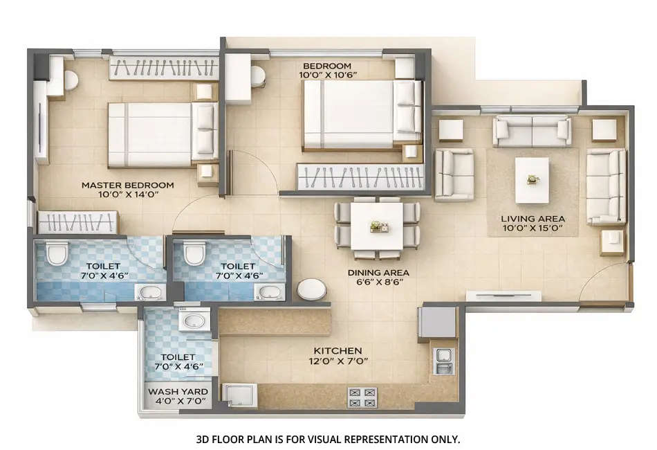 Floor plan for 2 BHK